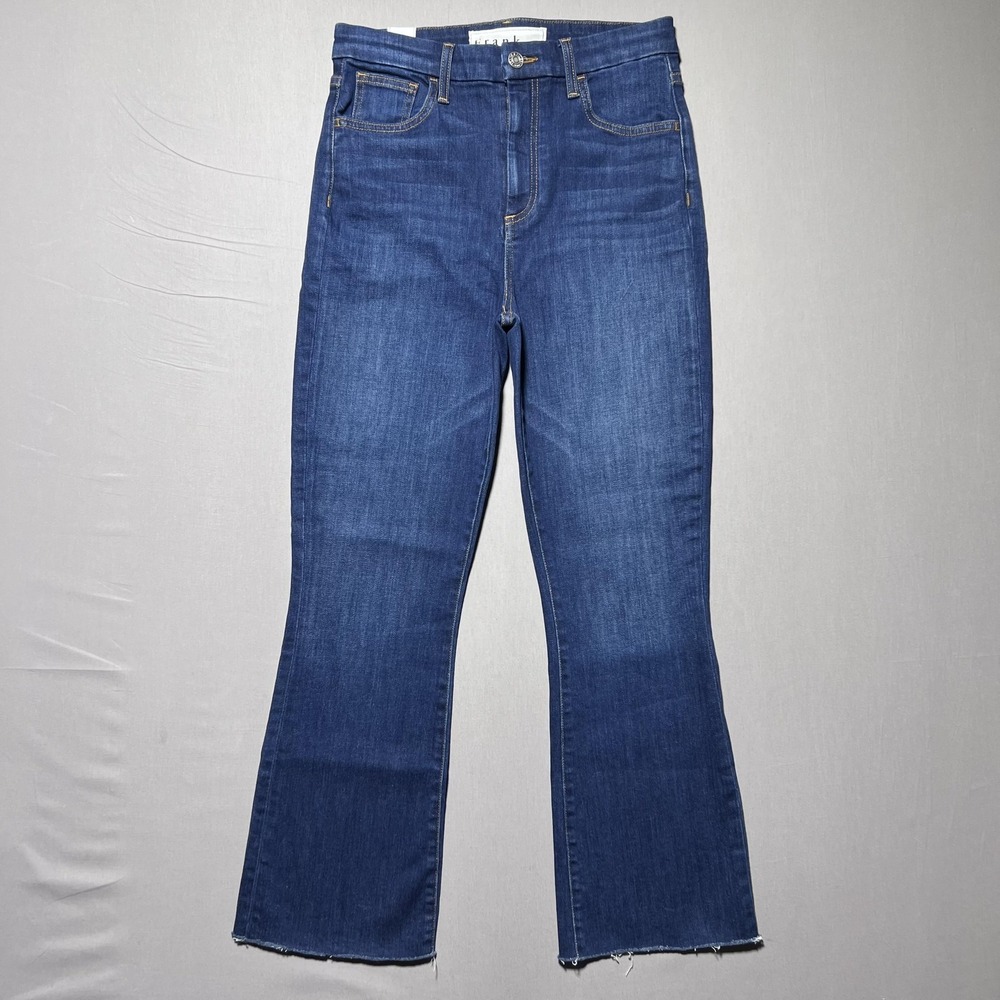 Frank & Eileen Killian Crop Flare Raw Hem Jeans Womens 27‎ Blue Denim High Rise